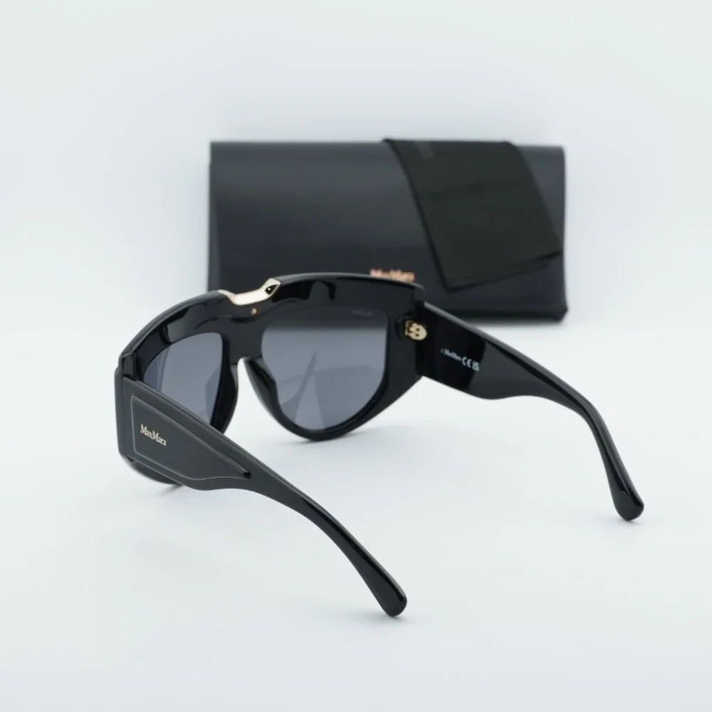 Exclusive Sale! Max Mara ORSOLA MM0083 01A Shield Sunglasses - Black / Smoke